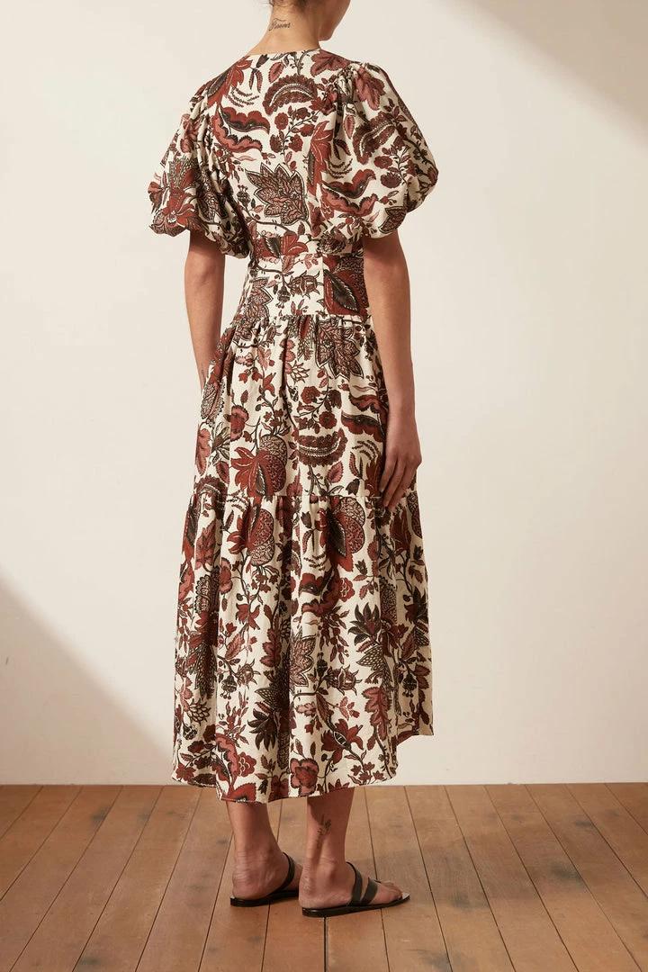 Shona Joy CATALINA PLUNGED SHORT SLEEVE MIDI DRESS