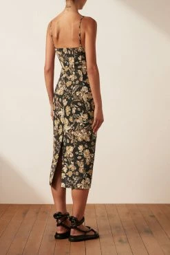 Shona Joy PALERMO LINEN FITTED MIDI DRESS