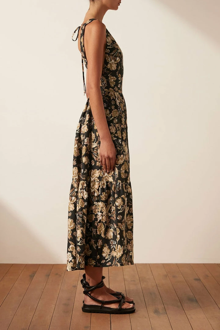 Shona Joy DRESSES PALERMO LINEN PLUNGED LOW BACK MIDI DRESS