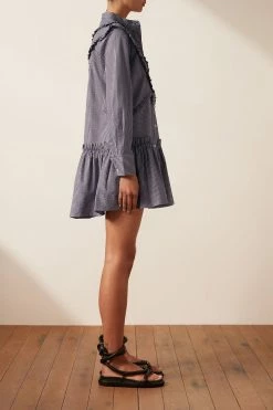 Shona Joy GRETA CHEVRON FRILL MINI DRESS DRESSES