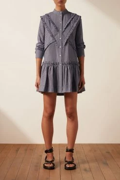 Shona Joy GRETA CHEVRON FRILL MINI DRESS DRESSES