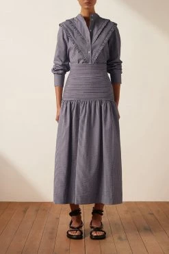 Shona Joy GRETA PIN TUCK MIDI SKIRT