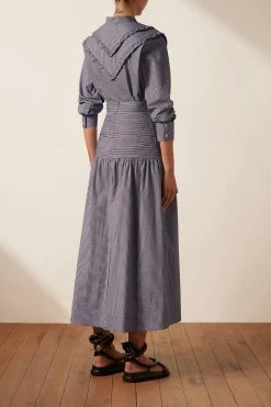 Shona Joy GRETA PIN TUCK MIDI SKIRT