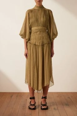 Shona Joy ELEONORA LONG SLEEVE OPEN BACK MIDI DRESS DRESSES