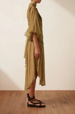 Shona Joy ELEONORA LONG SLEEVE OPEN BACK MIDI DRESS DRESSES