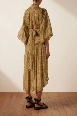 Shona Joy ELEONORA LONG SLEEVE OPEN BACK MIDI DRESS DRESSES