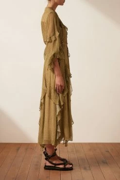 Shona Joy DRESSES ELEONORA DRAWSTRING FRILL MIDI DRESS