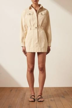Shona Joy DRESSES SIERRA PANELLED UTILITY MINI DRESS - CREAM