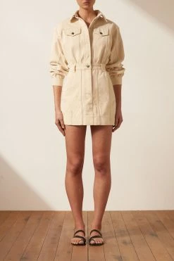 Shona Joy DRESSES SIERRA PANELLED UTILITY MINI DRESS - CREAM