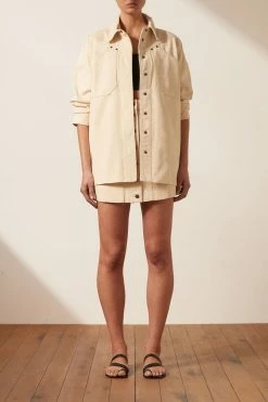 Shona Joy TOPS SIERRA OVERSIZED UTILITY SHIRT - CREAM