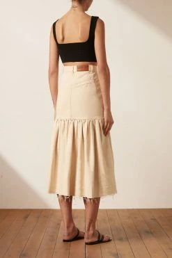 Shona Joy SIERRA FIT AND FLARE MIDI SKIRT - CREAM