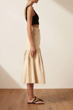 Shona Joy SIERRA FIT AND FLARE MIDI SKIRT - CREAM