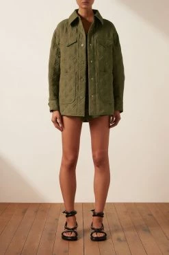 Shona Joy ALESSIA OVERSIZED QUILTED JACKET - BAYLEAF TOPS