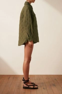 Shona Joy ALESSIA OVERSIZED QUILTED JACKET - BAYLEAF TOPS