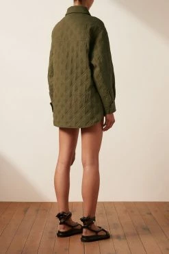 Shona Joy ALESSIA OVERSIZED QUILTED JACKET - BAYLEAF TOPS