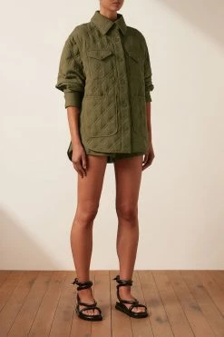 Shona Joy ALESSIA OVERSIZED QUILTED JACKET - BAYLEAF TOPS