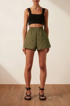 Shona Joy ALESSIA QUILTED SHORT - BAYLEAF