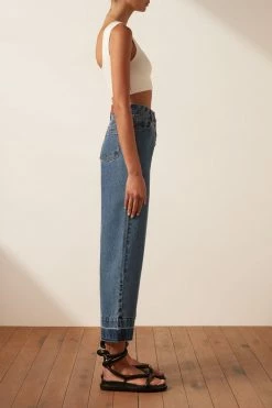 Shona Joy ANITA BUTTON FRONT STRAIGHT LEG JEAN - INDIGO
