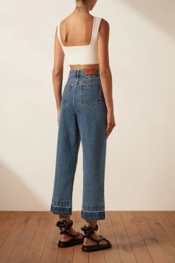 Shona Joy ANITA BUTTON FRONT STRAIGHT LEG JEAN - INDIGO