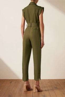 Shona Joy MATILDA LINEN UTILITY JUMPSUIT - FOREST