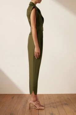 Shona Joy MATILDA LINEN UTILITY JUMPSUIT - FOREST