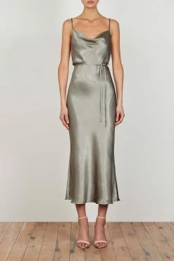 Shona Joy DRESSES LA LUNE BIAS COWL MIDI DRESS - SAGE