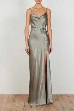 Shona Joy LA LUNE BIAS COWL MAXI DRESS - SAGE DRESSES