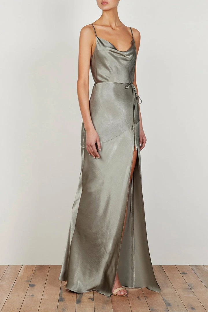 Shona Joy LA LUNE BIAS COWL MAXI DRESS - SAGE DRESSES
