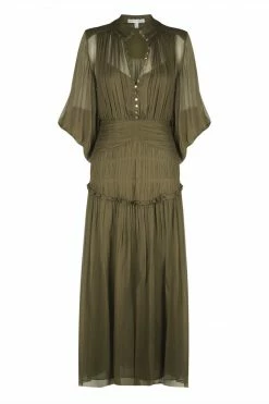 Shona Joy DRESSES IRIS BUTTON UP RUCHED MIDI DRESS - CUMIN