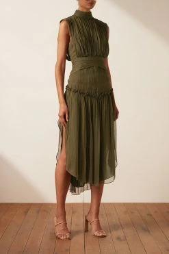 Shona Joy DRESSES IRIS SLEEVELESS OPEN BACK MIDI DRESS - CUMIN
