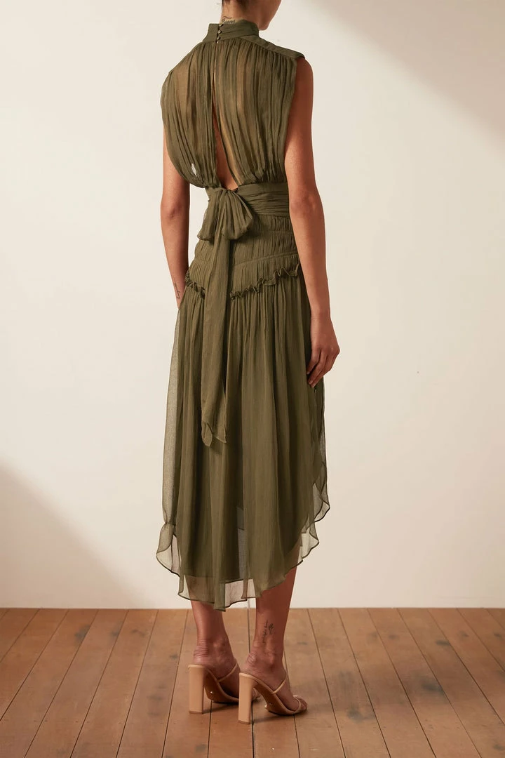 Shona Joy DRESSES IRIS SLEEVELESS OPEN BACK MIDI DRESS - CUMIN