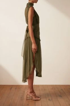 Shona Joy DRESSES IRIS SLEEVELESS OPEN BACK MIDI DRESS - CUMIN