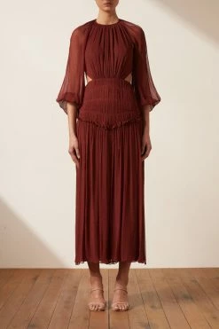 Shona Joy DRESSES SAFIRA CUT OUT BACKLESS MIDI DRESS - SANGRIA