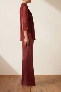 Shona Joy SAFIRA BUTTON UP BLOUSE - SANGRIA TOPS