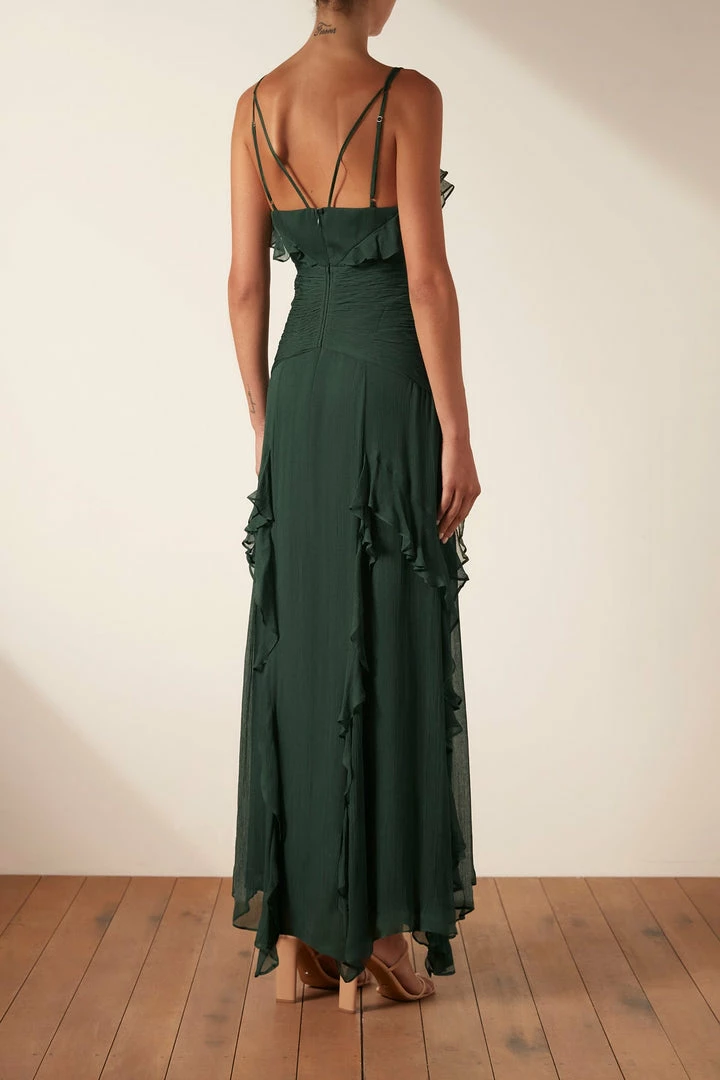Shona Joy DRESSES LÈONIE DOUBLE STRAP FRILL MAXI DRESS - ROSEMARY