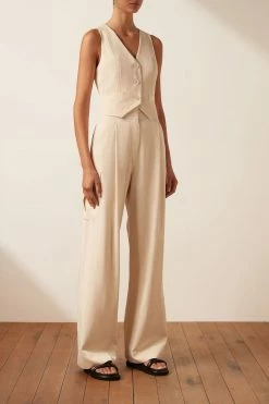 Shona Joy SARA TAILORED FITTED VEST - CREMA