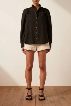 Shona Joy TOPS PRISCILA HIGH NECK UTILITY SHIRT - COAL