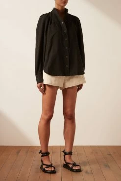 Shona Joy TOPS PRISCILA HIGH NECK UTILITY SHIRT - COAL