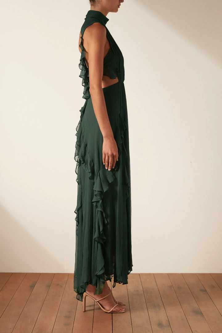 Shona Joy LÈONIE BACKLESS FRILL MAXI DRESS - ROSEMARY DRESSES