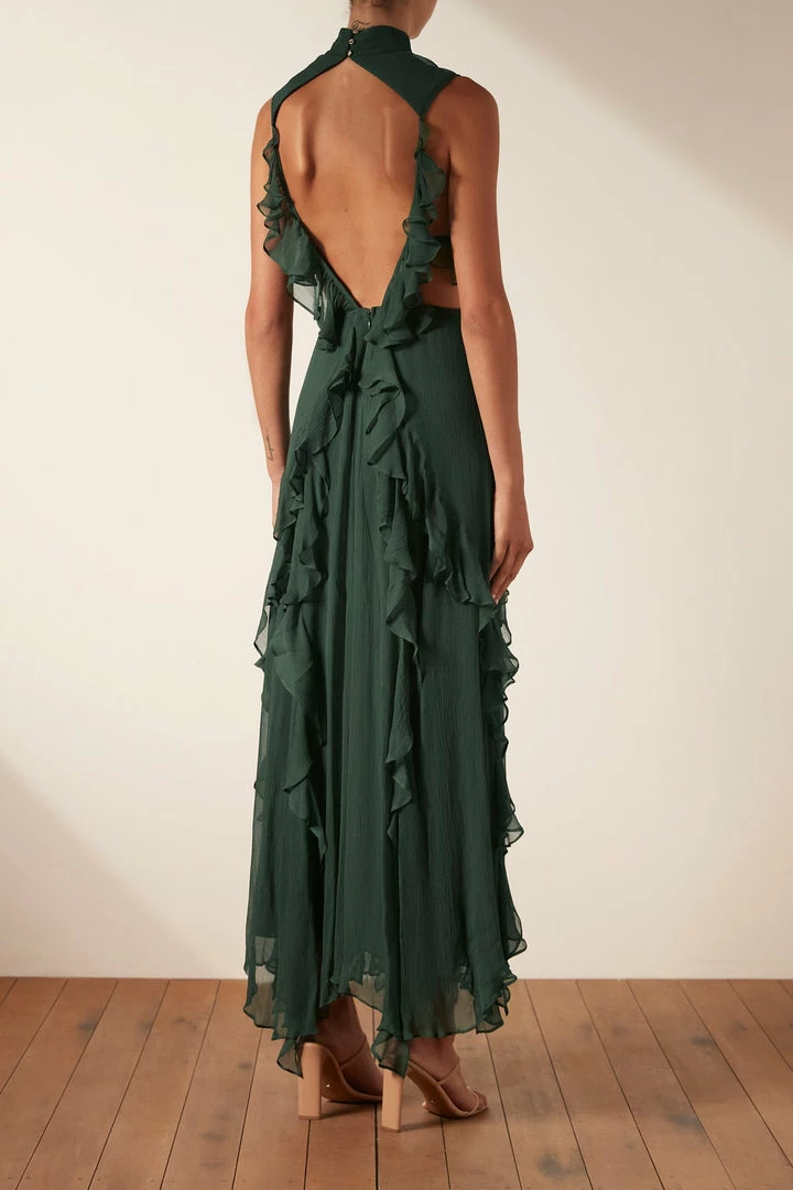 Shona Joy LÈONIE BACKLESS FRILL MAXI DRESS - ROSEMARY DRESSES