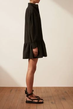 Shona Joy PRISCILA HIGH NECK UTILITY MINI DRESS - COAL DRESSES