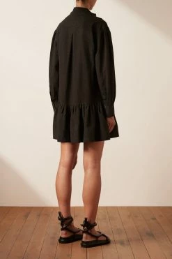 Shona Joy PRISCILA HIGH NECK UTILITY MINI DRESS - COAL DRESSES