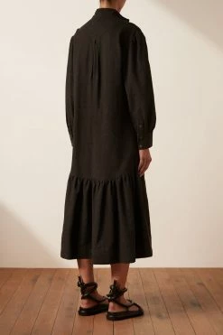 Shona Joy DRESSES PRISCILA HIGH NECK UTILITY MIDI DRESS - COAL