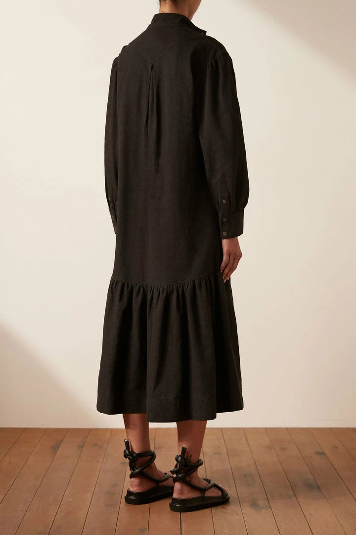 Shona Joy DRESSES PRISCILA HIGH NECK UTILITY MIDI DRESS - COAL