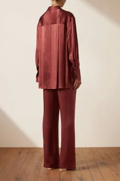 Shona Joy TOPS THALIA TUXEDO SHIRT - SANGRIA