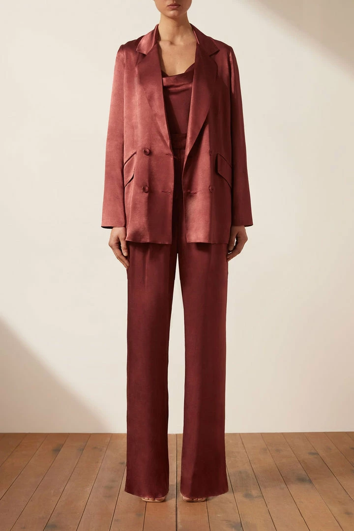 Shona Joy TOPS THALIA DOUBLE BREASTED BLAZER - SANGRIA