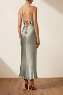 Shona Joy LA LUNE RUCHED BODICE MIDI DRESS - SAGE DRESSES