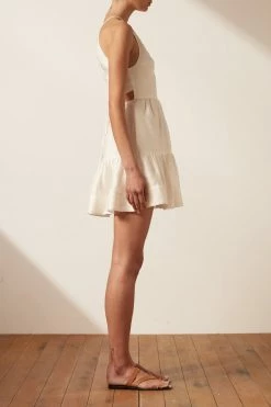 Shona Joy MAYA OPEN BACK TIERED MINI DRESS - IVORY