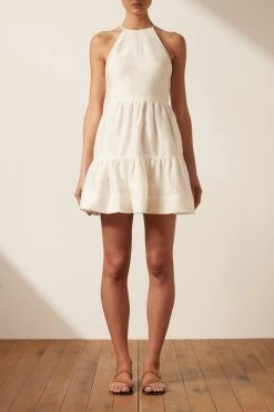 Shona Joy MAYA OPEN BACK TIERED MINI DRESS - IVORY