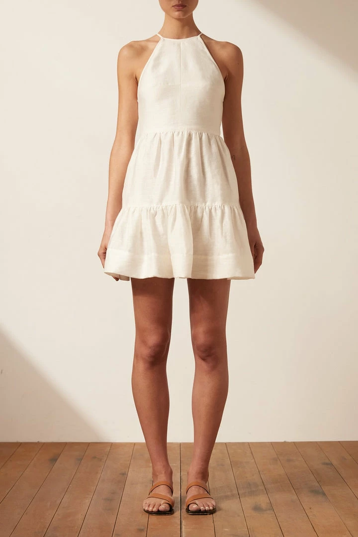 Shona Joy MAYA OPEN BACK TIERED MINI DRESS - IVORY